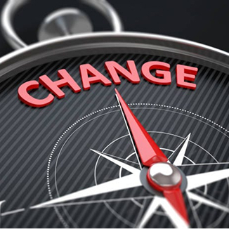 Compass image representing navigating change