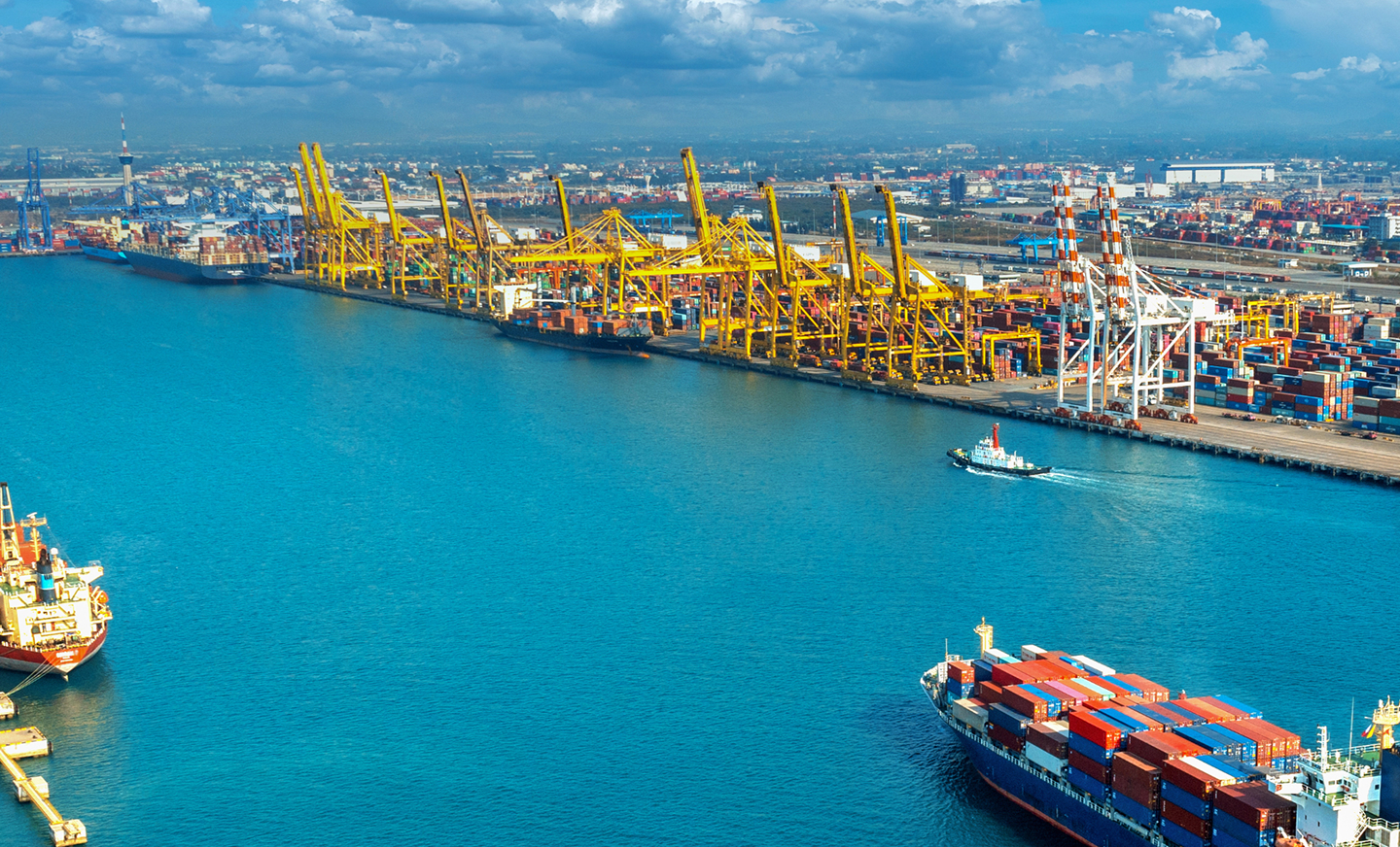 Aerial view of a container terminal